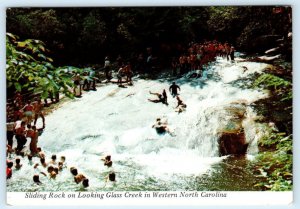 LOOKING GLASS CREEK, North Carolina NC ~ SLIDING ROCK 4x6 Postcard