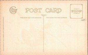 Halloween Postcard Gibson Orange Black Checkered Border Witch Bats, Moon JO5