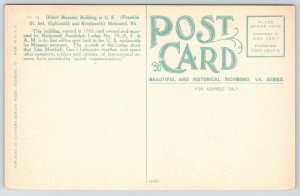 Richmond VA~Big Box~Masonic Temple w/Cupola~Twin White Horses & Wagon c1910 PC