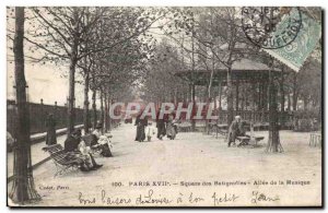 Old Postcard Paris Square des Batignolles Allee Music