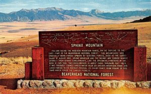 MT, Montana  SPINX MOUNTAIN SIGN~Virginia City Hill  BEAVERHEAD FOREST  Postcard