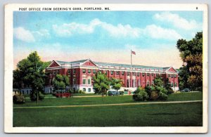 Post Office From Deering's Oaks Portland Maine Grounds And Pines Posted Postcard