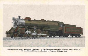 B&O Railroad Train President Cleveland Century of Progress 1933 postcard