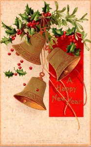 New Year Gold Bells and Holly Clapsaddle 1912