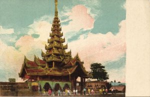 burma, Pavilion for Faithful nr Buddhist Pagoda (1910s) Italian Mission Postcard