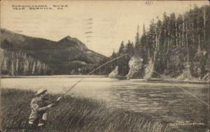 Fly Fishing Susquehanna River Near Berwick c1910 Postcard
