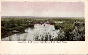 Illinois Rock Island Rock River From Black Hawks Wath Tower