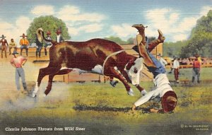 Charlie Johnson Thrown from Wild Steer Cowboy 1943 Missing Stamp 