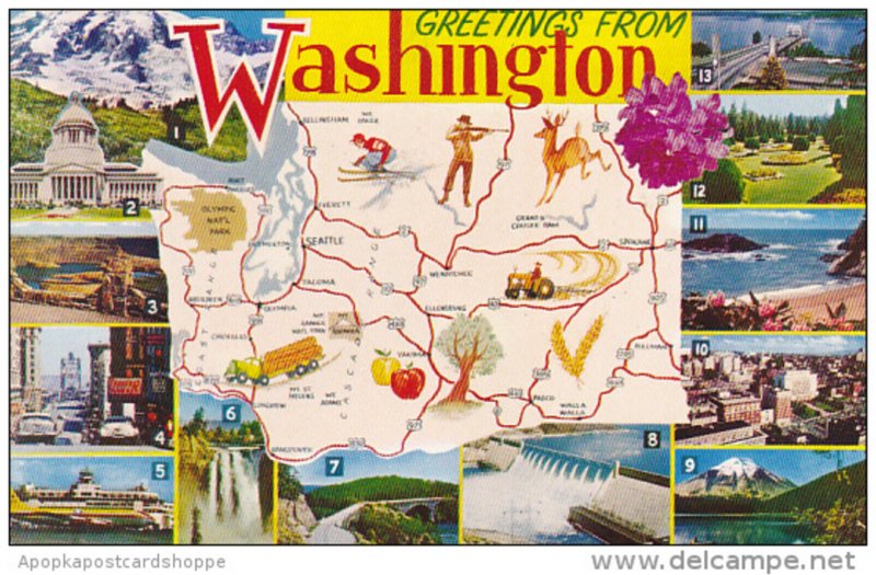 Washington Greetings From Washington With Map