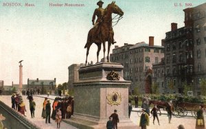 Hooker Monument Historic Landmark Boston Massachusetts Mass. Vintage Postcard