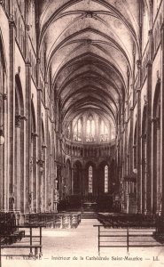 Vintage Postcard Interius De La Cathedrale Saint-Maurice Vienne France