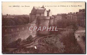 Old Postcard Nantes Moat ei the three towers of the castle of Duchess Anne