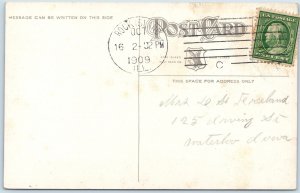 c1910s Rock Island IL Downtown Second Ave Looking West Telegraph Line Crowd A210