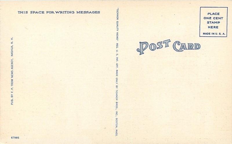Nashua New Hampshire~First Congregational Church~Library~Tavern~1940s Postcard