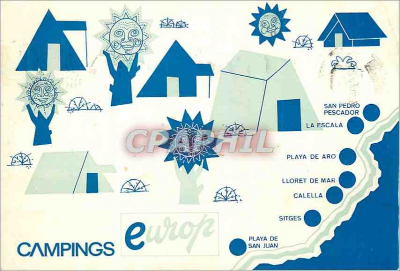 Modern Postcard Los Amigos de Espana on DeSean Muchas Felicidades Camping Europ