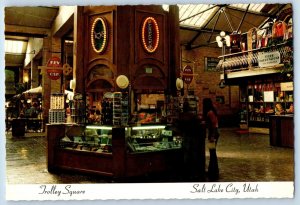 1960 Salt Lake City Utah UT Postcard Trolley Square Main Foyer Carbarns Interior