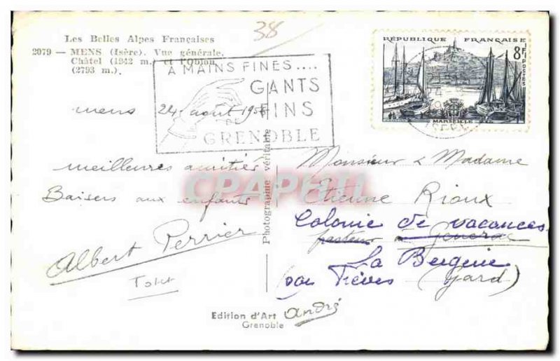 Old Postcard The Belies French Alps Mens General view Chatel