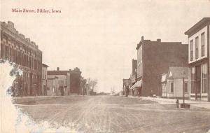 Sibley Iowa birds eye view Main St business district antique pc Z22925