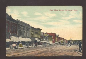 RAVENNA OHIO DOWNTOWN EAST MAIN STREET SCENE VINTAGE POSTCARD 1911