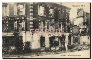 Old Postcard Army War of 1914 Senlis houses bombed