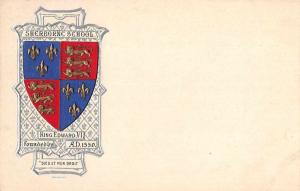 Dorset England Sherborne School Coat of Arms Antique Postcard J74594