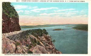 Vintage Postcard Entrance Storm King Highway Looking Up Hudson River New York