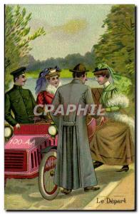 Old Postcard Fancy Automobile departure Woman