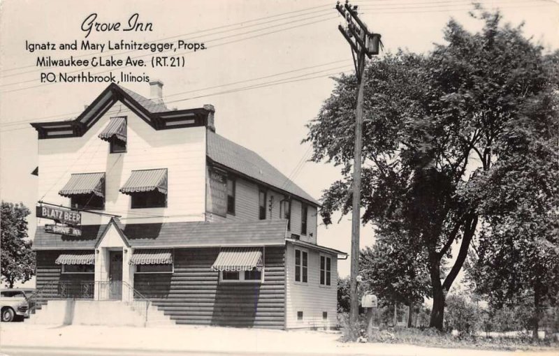 Northbrook Illinois The Grove Inn B/W Real Photo Vintage Postcard U2573