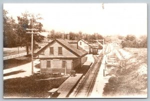 RPPC Real Photo Postcard - Railroad Depot Train Station - Boscawen New Hampshire