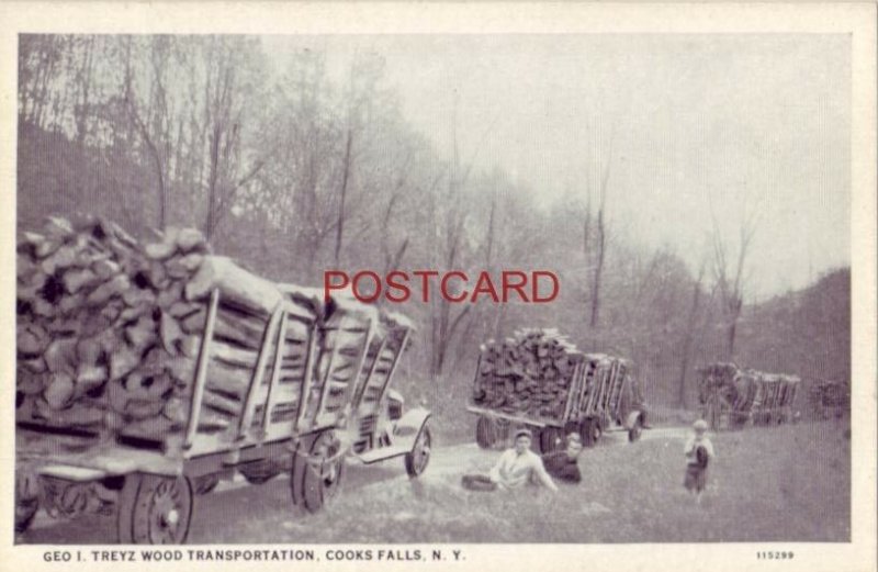 GEO. I. TREYZ WOOD TRANSPORTATION, COOKS FALLS, N. Y. vintage log trucks