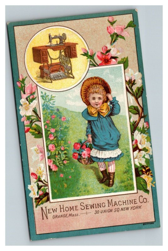 Vintage 1890's Victorian Trade Card New Home Sewing Machine Co. Union Square NY