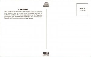 English Carousel Ride Six Flags Jackson New Jersey Postcard