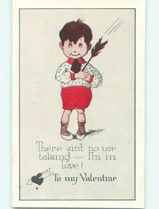 Divided-Back valentine signed BOY GETS SHOT IN HEART BY CUPID ARROW r4148