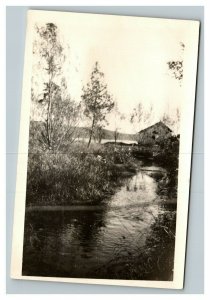 Vintage 1910's RPPC Postcard - Small Country House on the Lake
