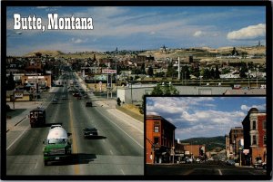 Business District Multi View, Uptown Butte MT Postcard L65