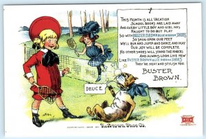 ADVERTISING Repro ~ Tennis BUSTER BROWN SHOES Outcault 1989 4x6 Postcard