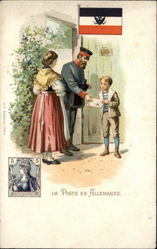 Mailman Postal Carriers Around the World Poste in GERMANY c1900 Postcard