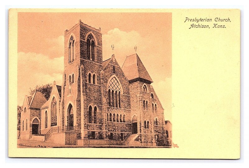 Presbyterian Church Atchison Kans. Kansas Postcard