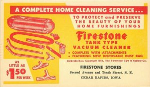 Advertising 1940s Firestone Stores Cedar Rapids Iowa Postcard 10862