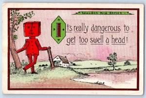 Woodend Kid It's Really Dangerous To Get Too Swell A Head Lindsay NE Postcard