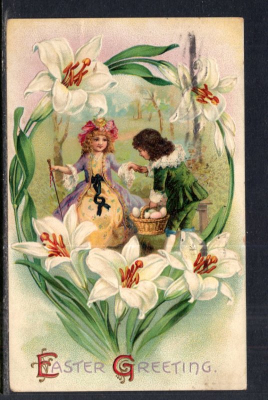 Easter Greetings Couple Flowers