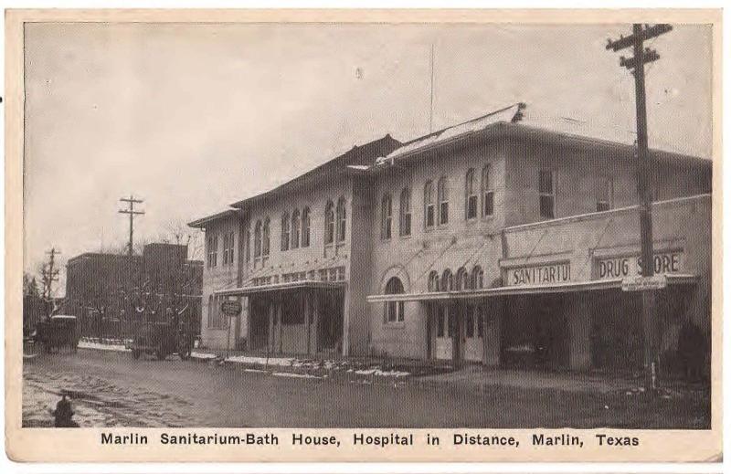MARLIN TEXAS SANITARIUM-BATH HOUSE VINTAGE 1920'S POSTCARD