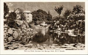 Lily Pond Harrison Hot Springs Hotel BC Women c1936 Real Photo Postcard E52