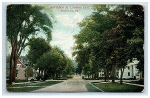 1907 Augusta ME Winthrop Street Looking East Postcard