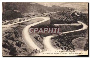 Old Postcard The Alps Picturesque laces the descent of the Col de Vars Guille...