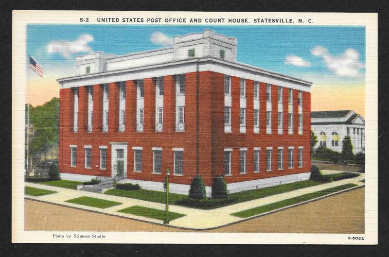 United States Post Office & Court House Statesville North Carolina Unused c1930s