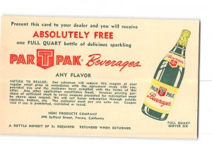 Fresno California CA Vintage Postcard Nehi Products Co. Par T Pak Beverages Ad