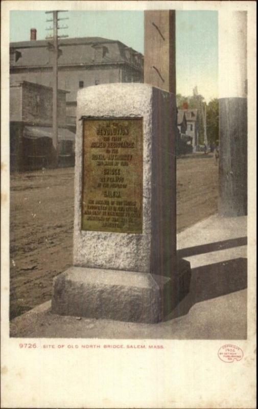 Salem MA Old North Bridge Monument c1905 Detroit Publishing Postcard