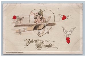 Valentine John Winsch Postcard Propeller Plane Angel Cherub Children Kids Cute