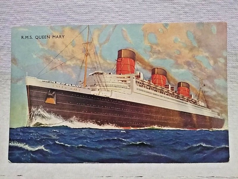 Boat Ship RMS Queen Mary Salmon Series postcard